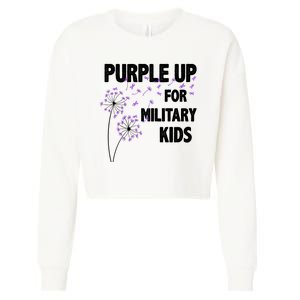 Purple Up For Military Child Month Cropped Pullover Crew