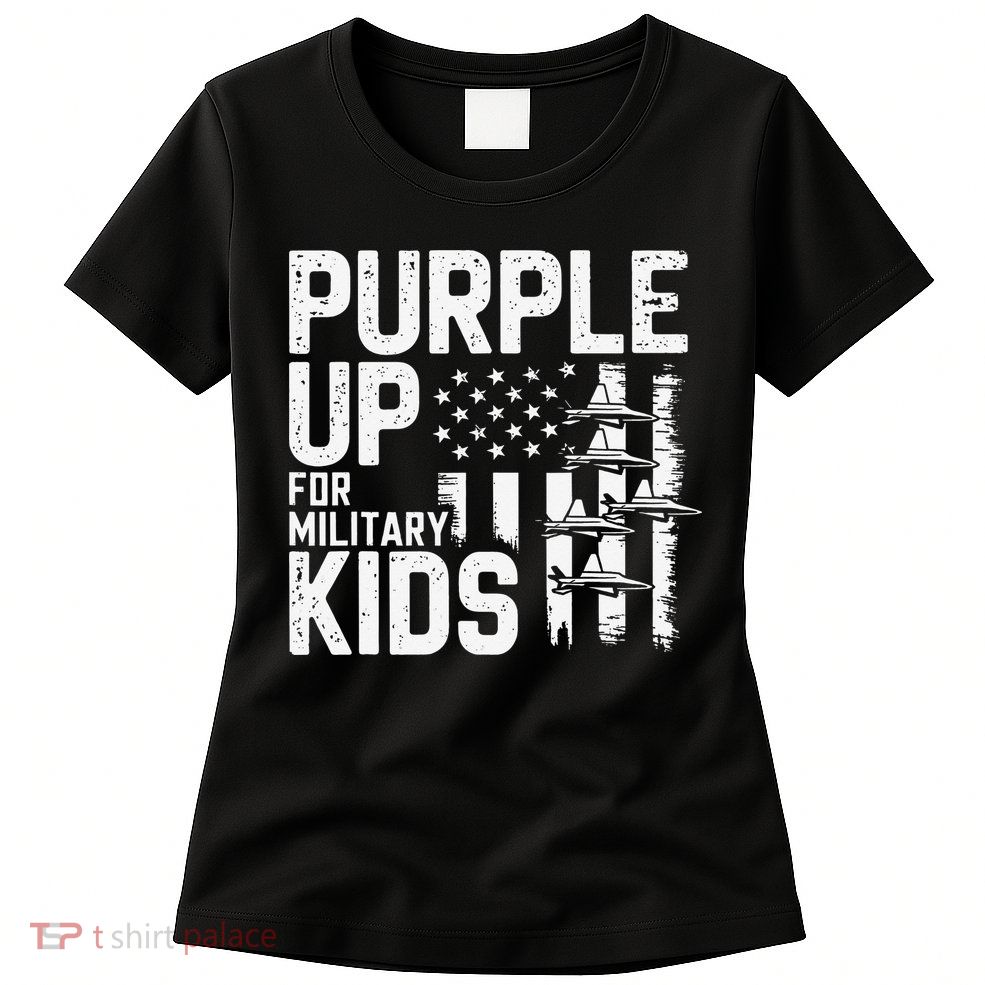 Purple Up For Military Flag Military Child Month Women's T-Shirt