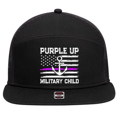 Purple Up For Military Child Month 7 Panel Mesh Trucker Snapback Hat