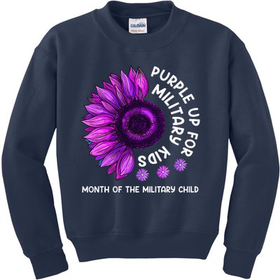 Purple Up For Military Sunflower For Military Kids Sweatshirt