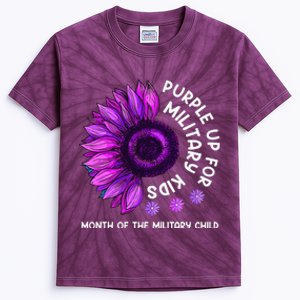 Purple Up For Military Sunflower For Military Kids Tie-Dye T-Shirt