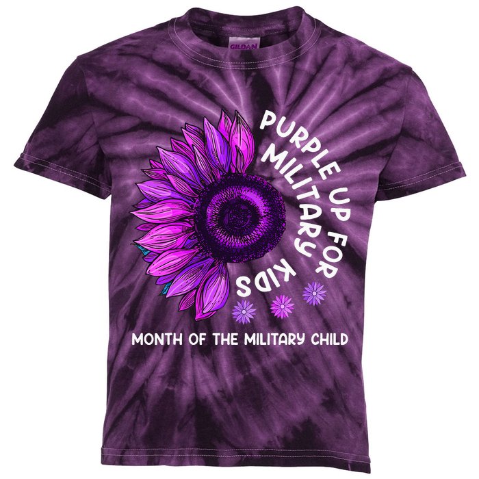 Purple Up For Military Sunflower For Military Kids Tie-Dye T-Shirt