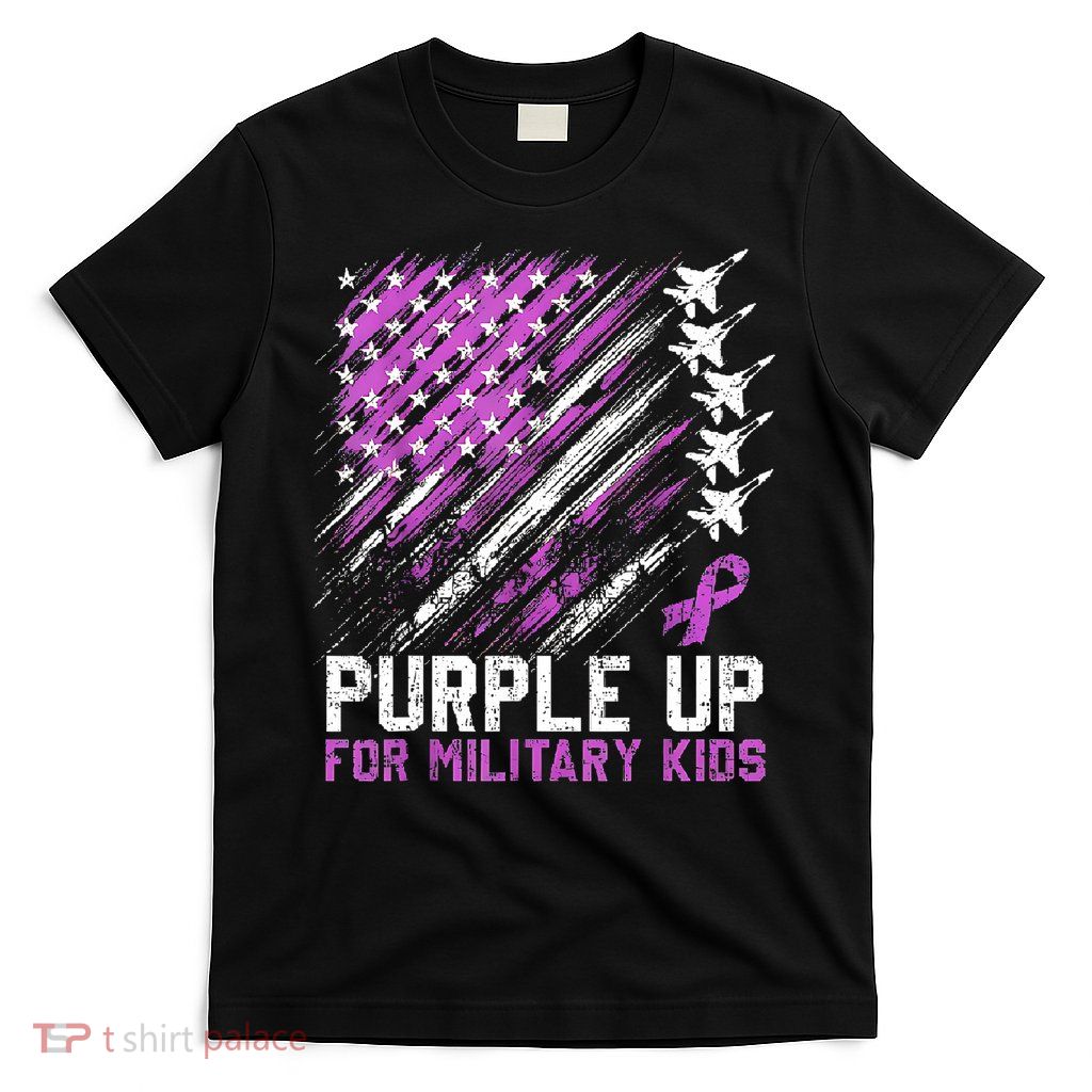 Purple Up For Military  Flag Military Child Month  T-Shirt