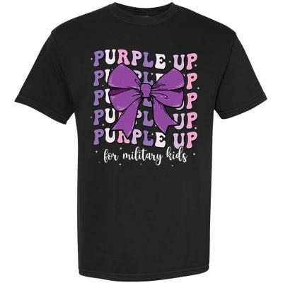 Purple Up For Military Girl Coquette Bow Military Child Garment-Dyed Heavyweight T-Shirt