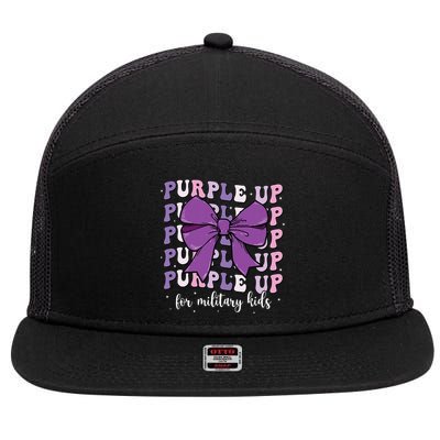 Purple Up For Military Girl Coquette Bow Military Child 7 Panel Mesh Trucker Snapback Hat