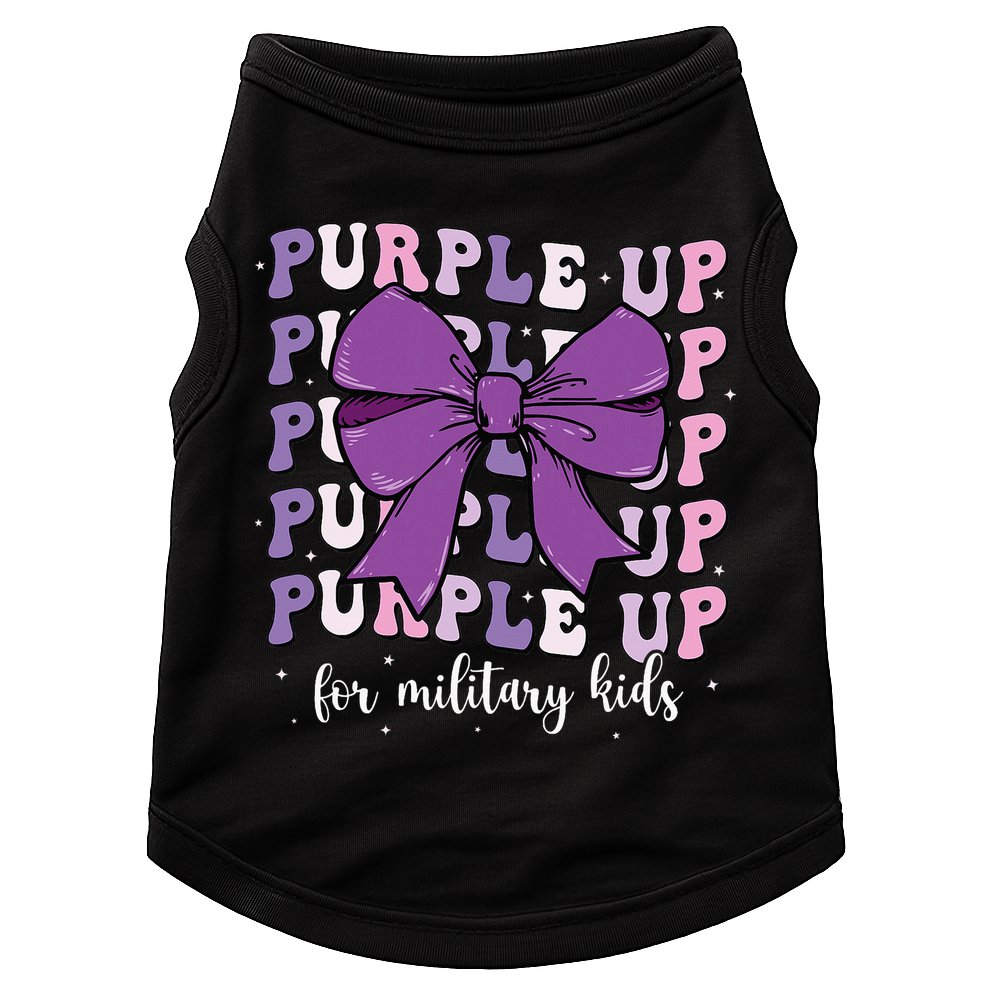 Purple Up For Military Girl Coquette Bow Military Child Doggie Tank