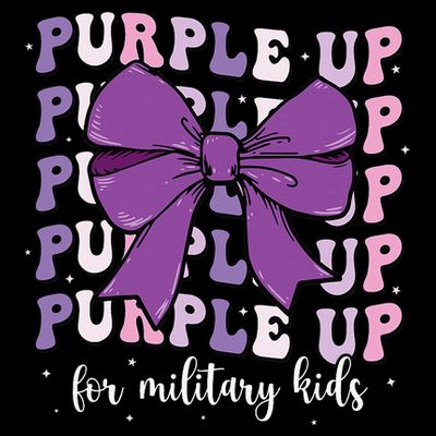 Purple Up For Military Girl Coquette Bow Military Child T-Shirt