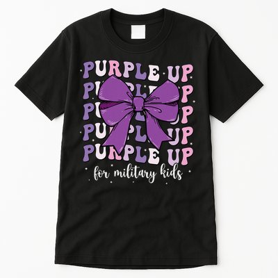 Purple Up For Military Girl Coquette Bow Military Child Tall T-Shirt