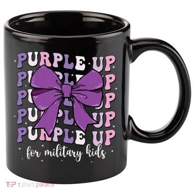 Purple Up For Military Girl Coquette Bow Military Child 11oz C Handle Ceramic Mug