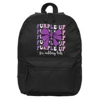 Purple Up For Military Girl Coquette Bow Military Child 16 in Basic Backpack
