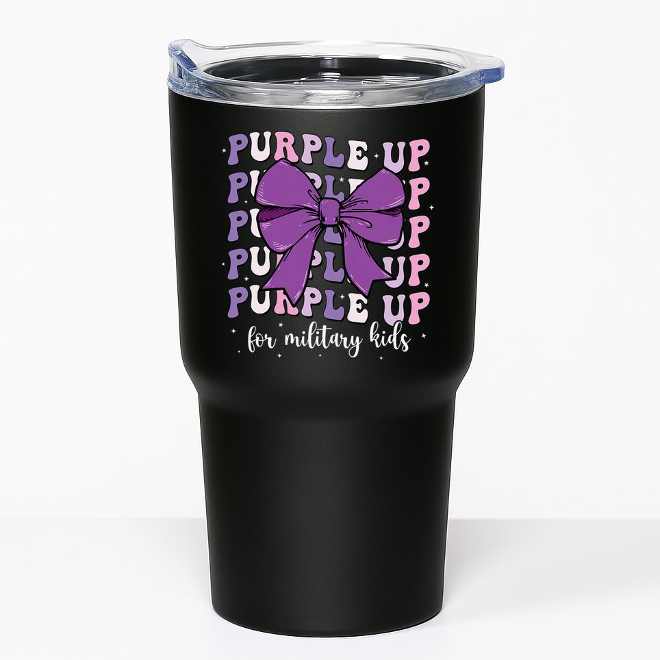 Purple Up For Military Girl Coquette Bow Military Child Tumbler