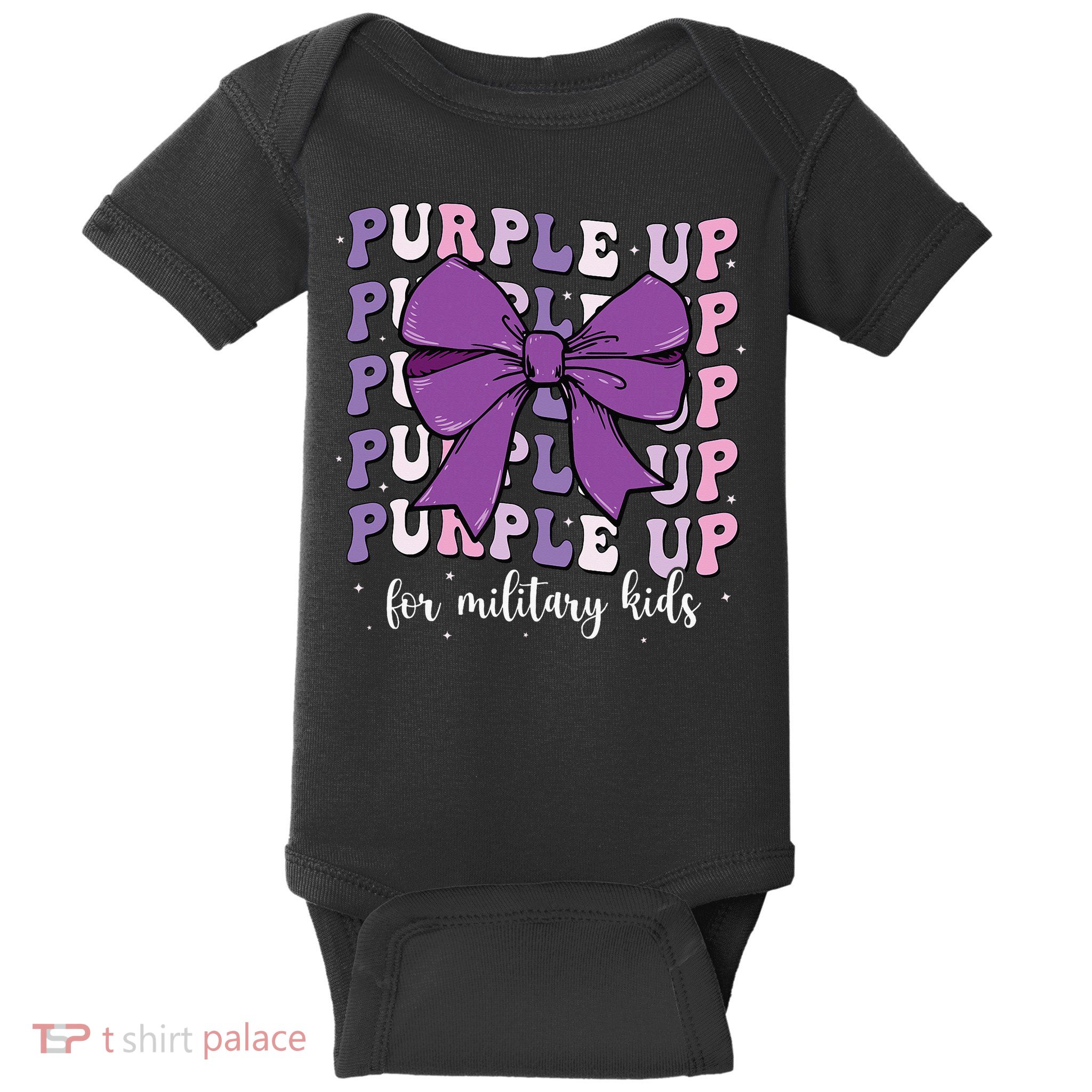Purple Up For Military Girl Coquette Bow Military Child Baby Bodysuit