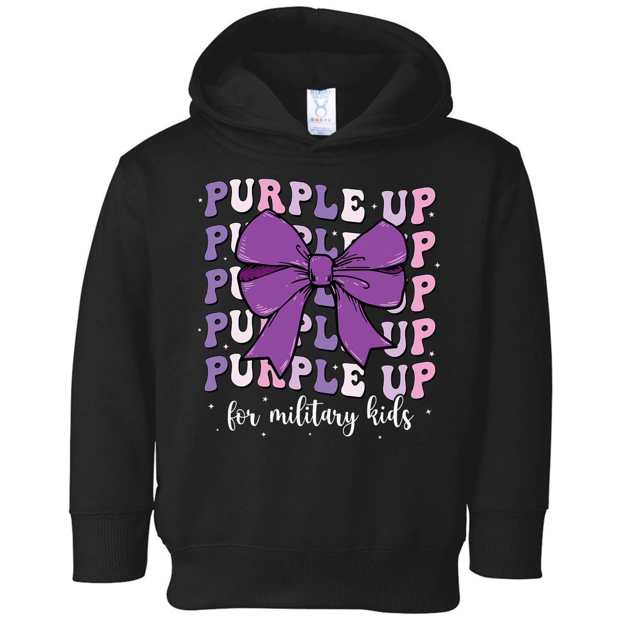 Purple Up For Military Girl Coquette Bow Military Child Toddler Hoodie