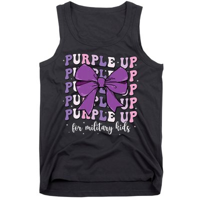 Purple Up For Military Girl Coquette Bow Military Child Tank Top