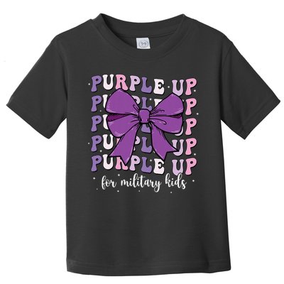 Purple Up For Military Girl Coquette Bow Military Child Toddler T-Shirt