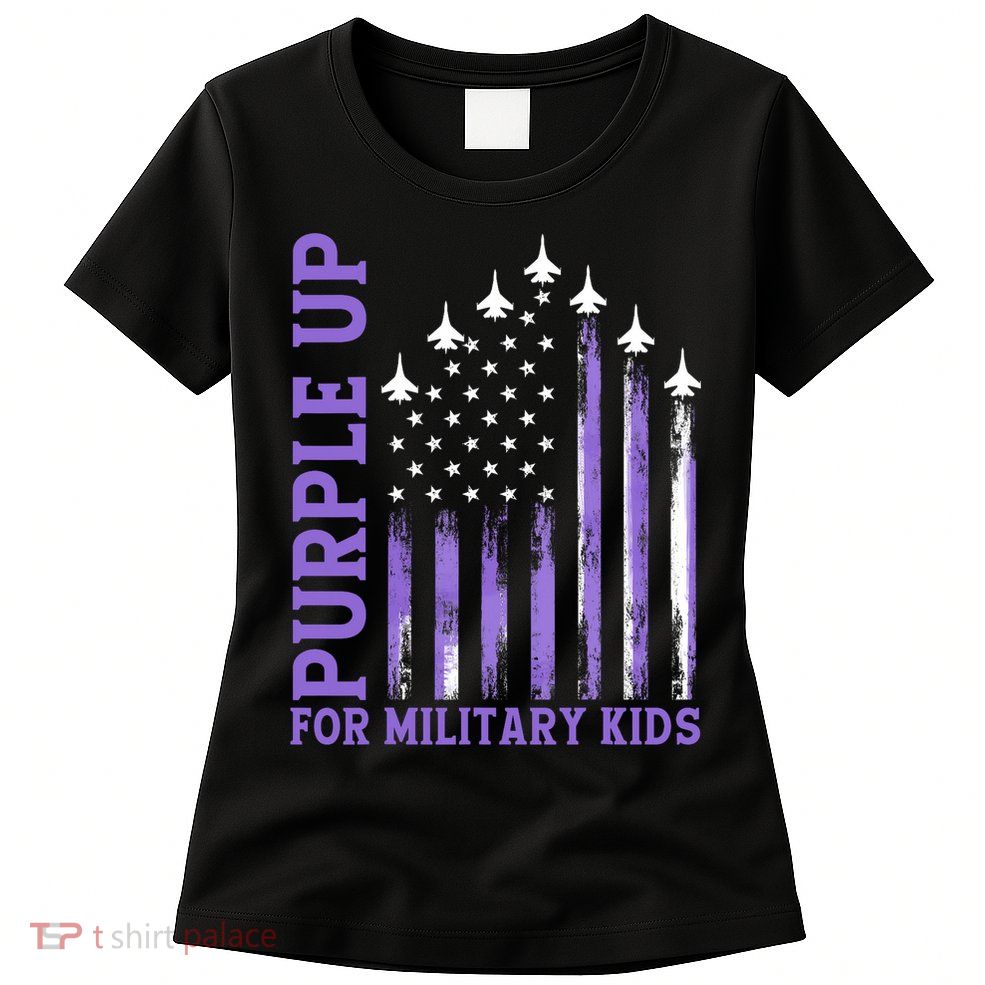 Purple Up For Military USA Flag Military Child Month  Women's T-Shirt