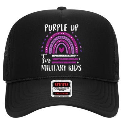 Purple Up For Military Child Month High Crown Mesh Back Trucker Hat