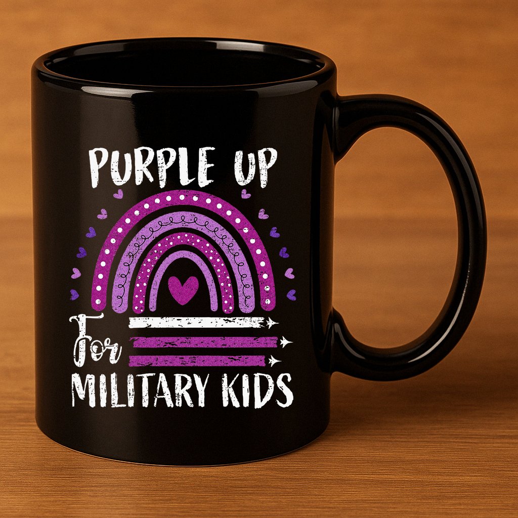 Purple Up For Military Child Month 11oz C Handle Ceramic Mug