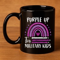 Purple Up For Military Child Month 11oz C Handle Ceramic Mug