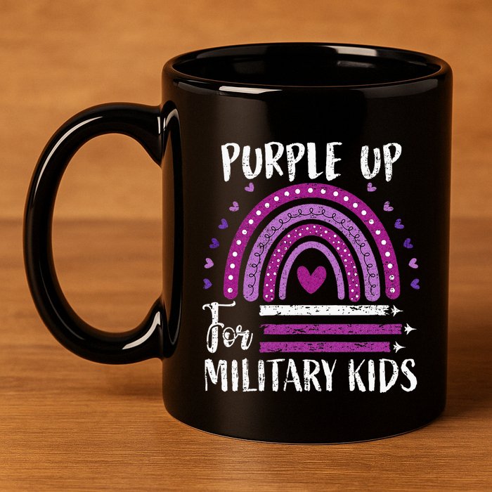 Purple Up For Military Child Month 11oz C Handle Ceramic Mug
