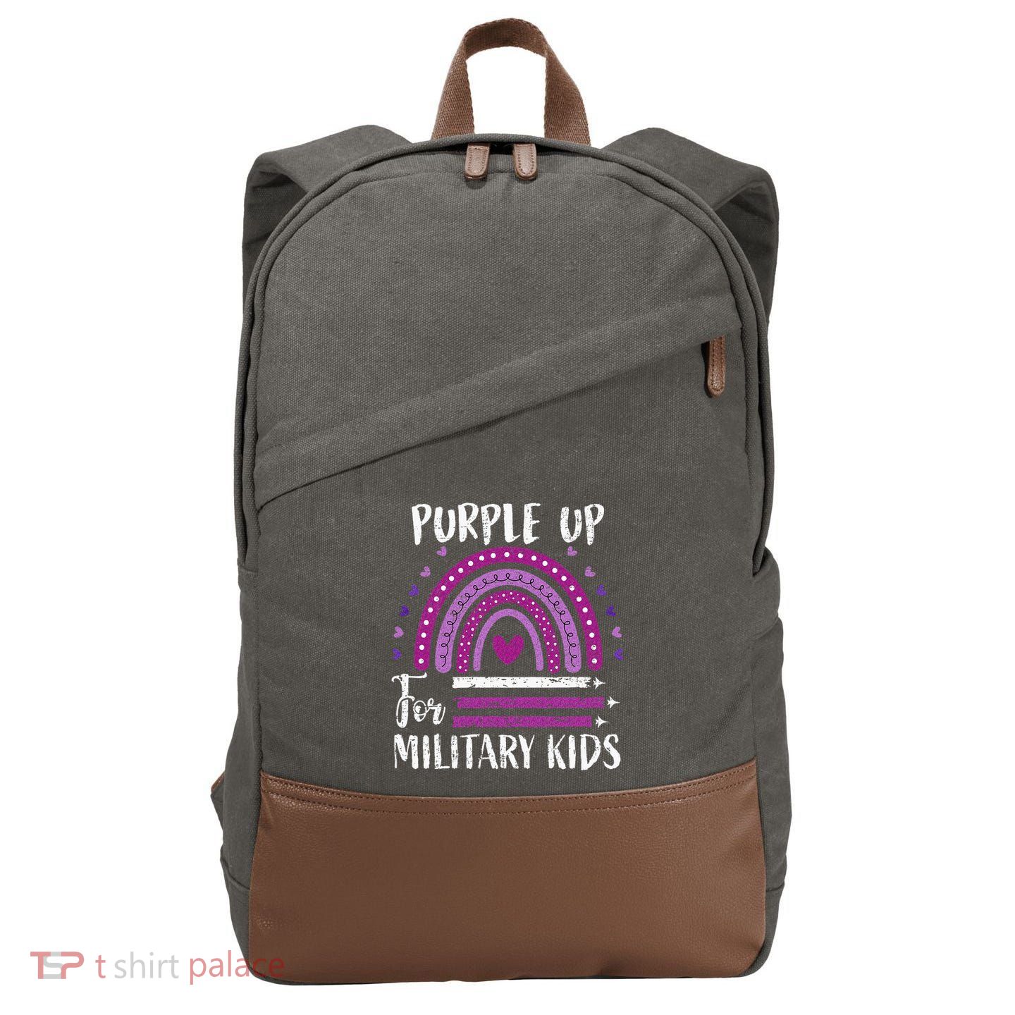 Purple Up For Military Child Month Cotton Canvas Backpack