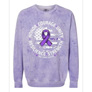 Purple Up For Military Child Us Flag Cool Military Child Month Colorblast Crewneck Sweatshirt