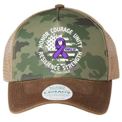 Purple Up For Military Child Us Flag Cool Military Child Month Legacy Tie Dye Trucker Hat