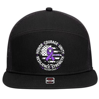 Purple Up For Military Child Us Flag Cool Military Child Month 7 Panel Mesh Trucker Snapback Hat