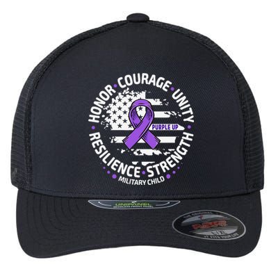 Purple Up For Military Child Us Flag Cool Military Child Month Flexfit Unipanel Trucker Cap