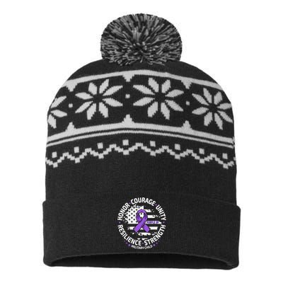 Purple Up For Military Child Us Flag Cool Military Child Month USA-Made Snowflake Beanie