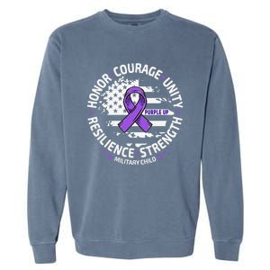 Purple Up For Military Child Us Flag Cool Military Child Month Garment-Dyed Sweatshirt