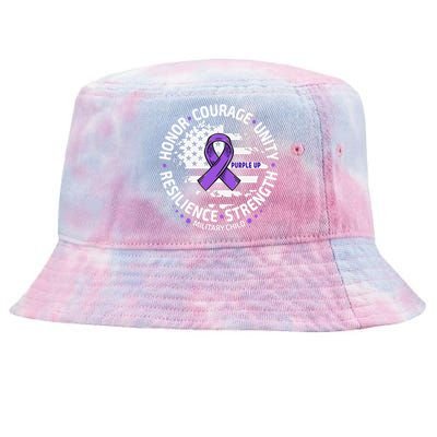 Purple Up For Military Child Us Flag Cool Military Child Month Tie-Dyed Bucket Hat