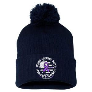 Purple Up For Military Child Us Flag Cool Military Child Month Pom Pom 12in Knit Beanie