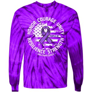 Purple Up For Military Child Us Flag Cool Military Child Month Tie-Dye Long Sleeve Shirt