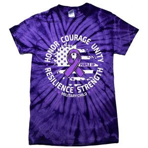 Purple Up For Military Child Us Flag Cool Military Child Month Tie-Dye T-Shirt