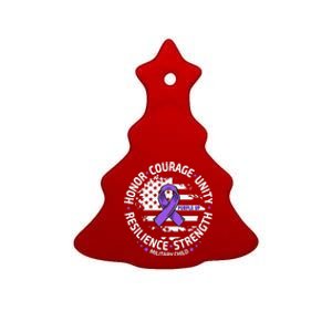 Purple Up For Military Child Us Flag Cool Military Child Month Ceramic Tree Ornament