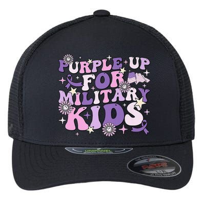 Purple Up For Military Child Cute Groovy Military Child Month Flexfit Unipanel Trucker Cap