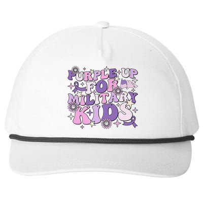 Purple Up For Military Child Cute Groovy Military Child Month Snapback Five-Panel Rope Hat