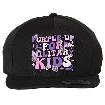 Purple Up For Military Child Cute Groovy Military Child Month Wool Snapback Cap