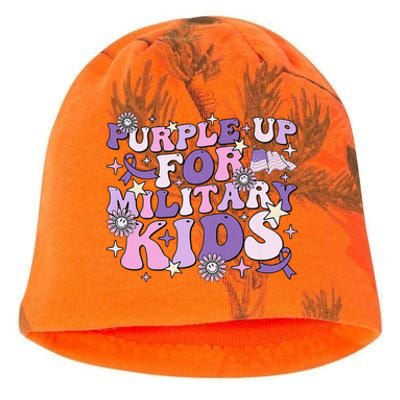 Purple Up For Military Child Cute Groovy Military Child Month Kati - Camo Knit Beanie