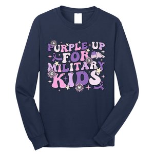 Purple Up For Military Child Cute Groovy Military Child Month Long Sleeve Shirt