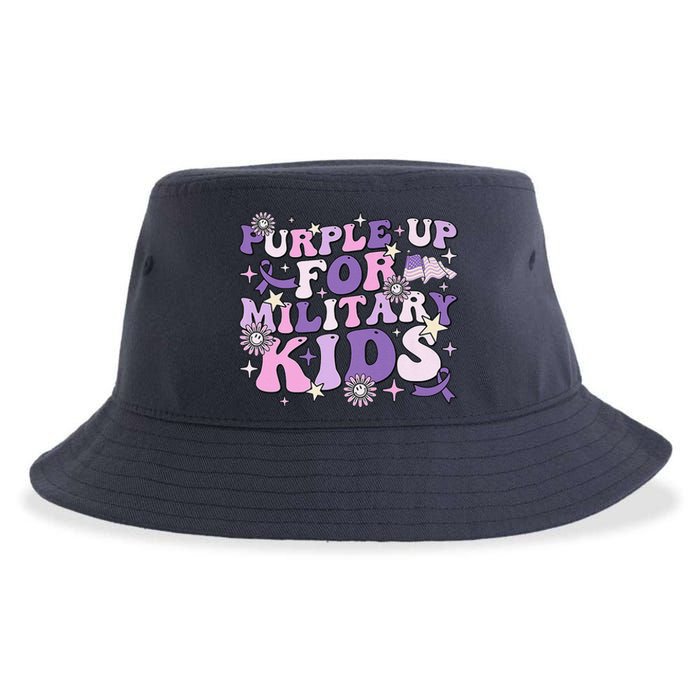 Purple Up For Military Child Cute Groovy Military Child Month Sustainable Bucket Hat