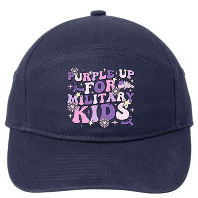 Purple Up For Military Child Cute Groovy Military Child Month 7-Panel Snapback Hat