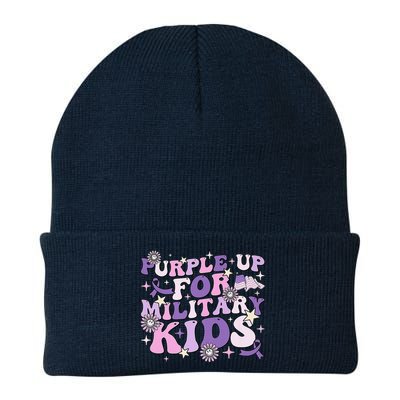 Purple Up For Military Child Cute Groovy Military Child Month Knit Cap Winter Beanie