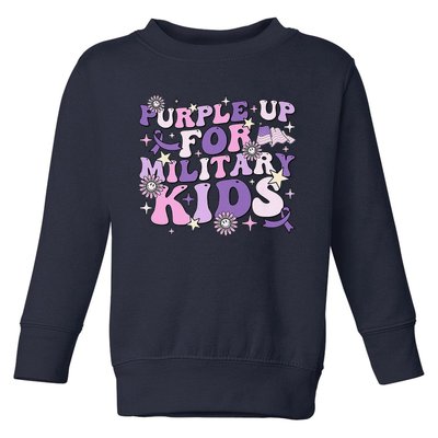 Purple Up For Military Child Cute Groovy Military Child Month Toddler Sweatshirt