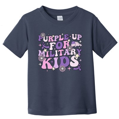 Purple Up For Military Child Cute Groovy Military Child Month Toddler T-Shirt