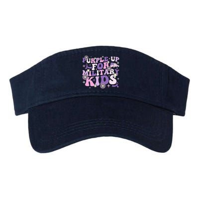 Purple Up For Military Child Cute Groovy Military Child Month Valucap Bio-Washed Visor