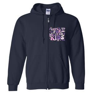 Purple Up For Military Child Cute Groovy Military Child Month Full Zip Hoodie