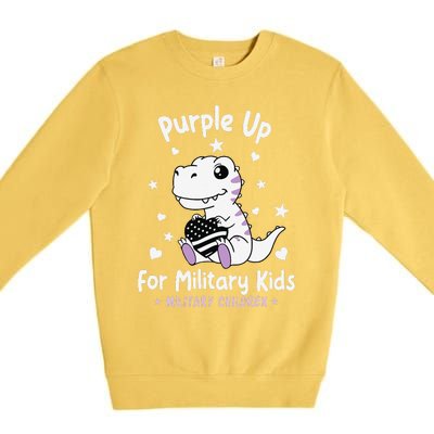 Purple Up For Military Ki.Ds Month Military Child Dinosaur Premium Crewneck Sweatshirt