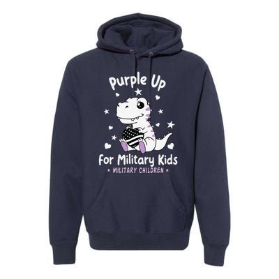 Purple Up For Military Ki.Ds Month Military Child Dinosaur Premium Hoodie